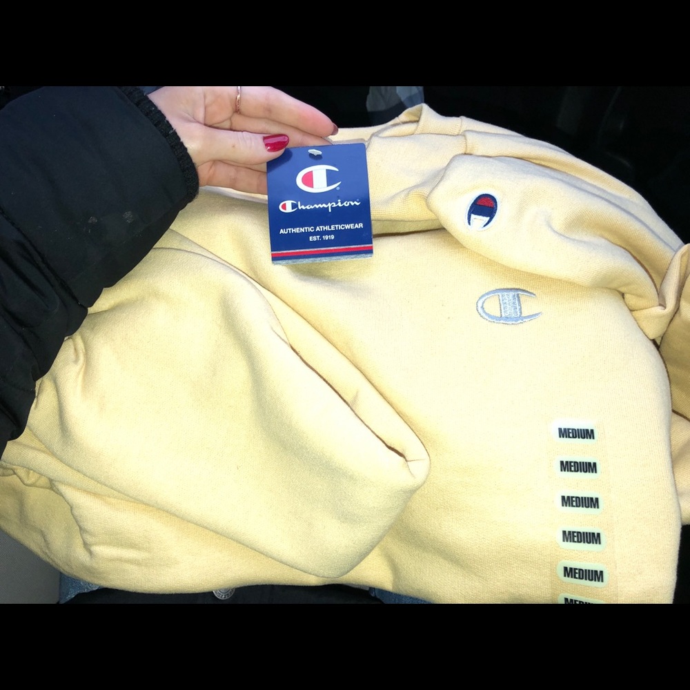 yellow champion crew neck